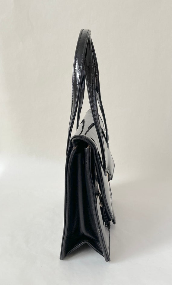 Reduced!  Vintage top handle black patent purse, … - image 3