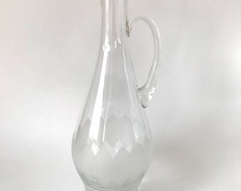 Vintage Romanian etched glass pitcher, AMAZING!