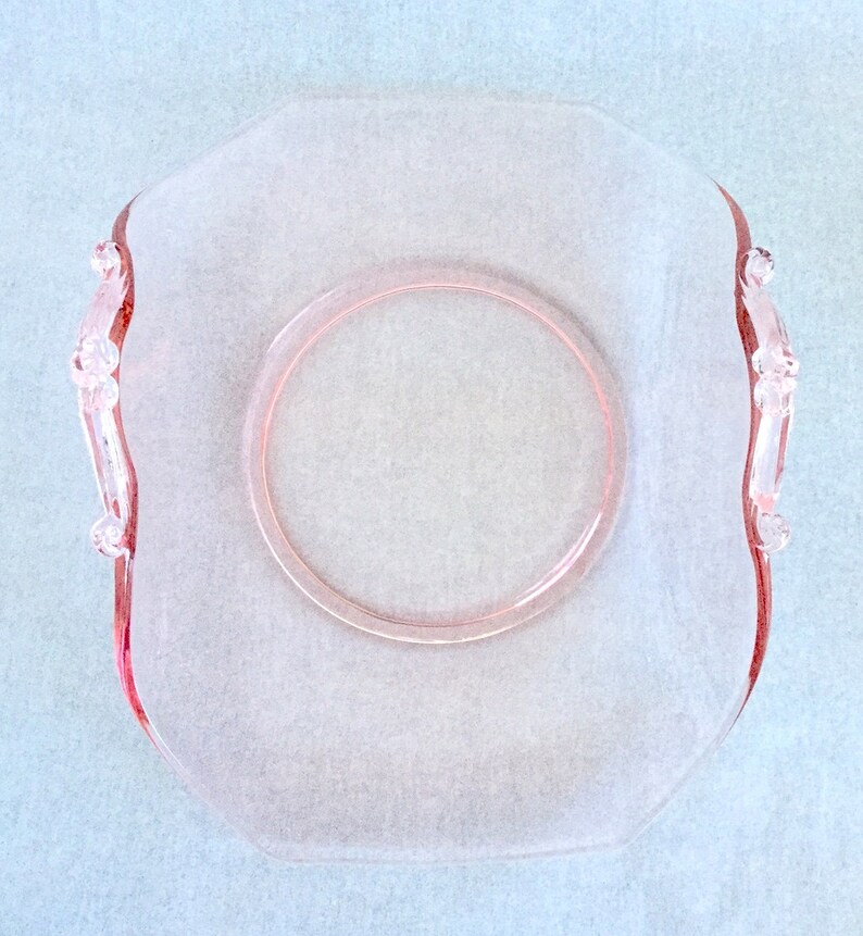 Vintage Pink Glass Dish W/handles. Etsy