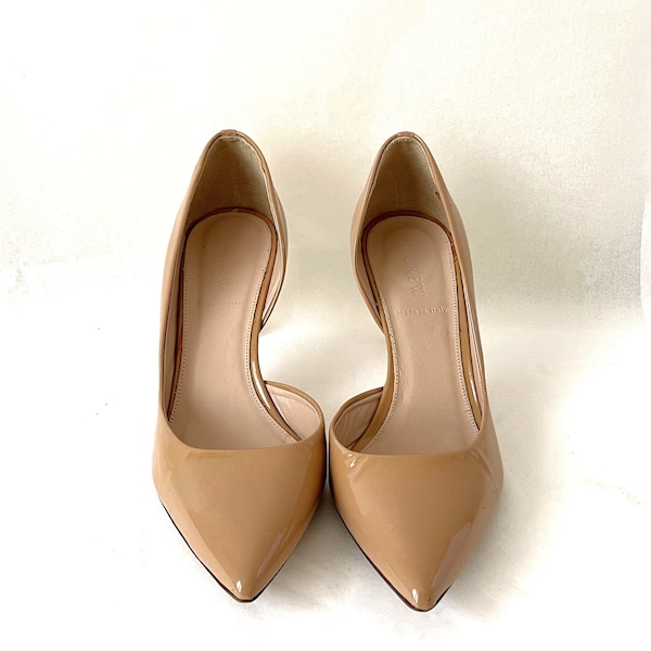 Reduced!  J Crew "Valentina" D'orsay pump, tan patent leather.  Size 9, So pretty!