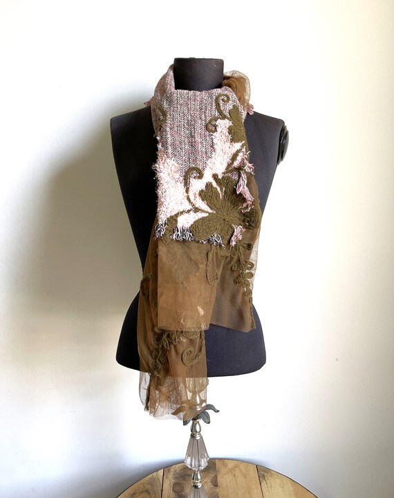 Vintage Messina mixed fabric scarf, BEAUTIFUL! - image 2