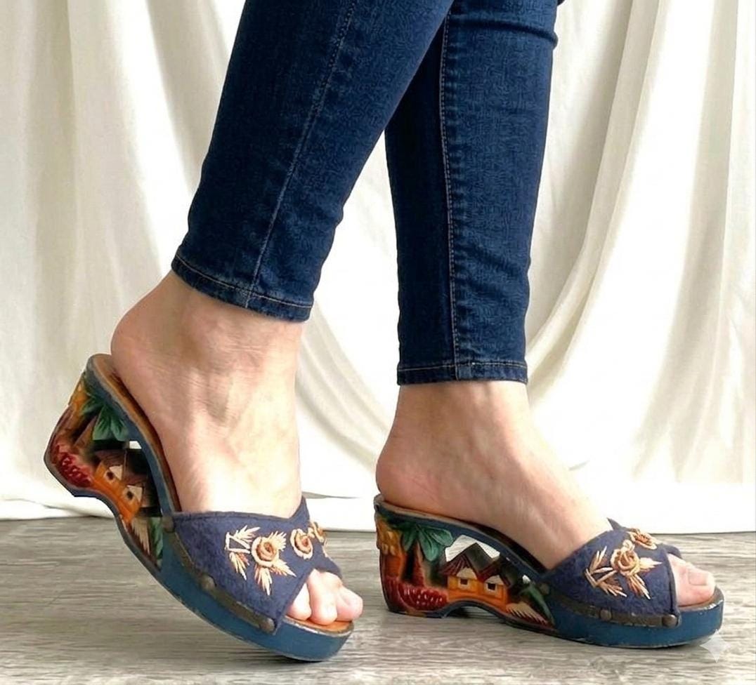 Vintage Wooden Sandals - Etsy