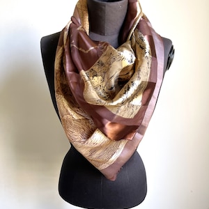 Beautiful Picasso scarf with print of &quot;Femme A La Chaise Sur Fond Juane&quot; brown and gold jacquard scarf, STUNNING!