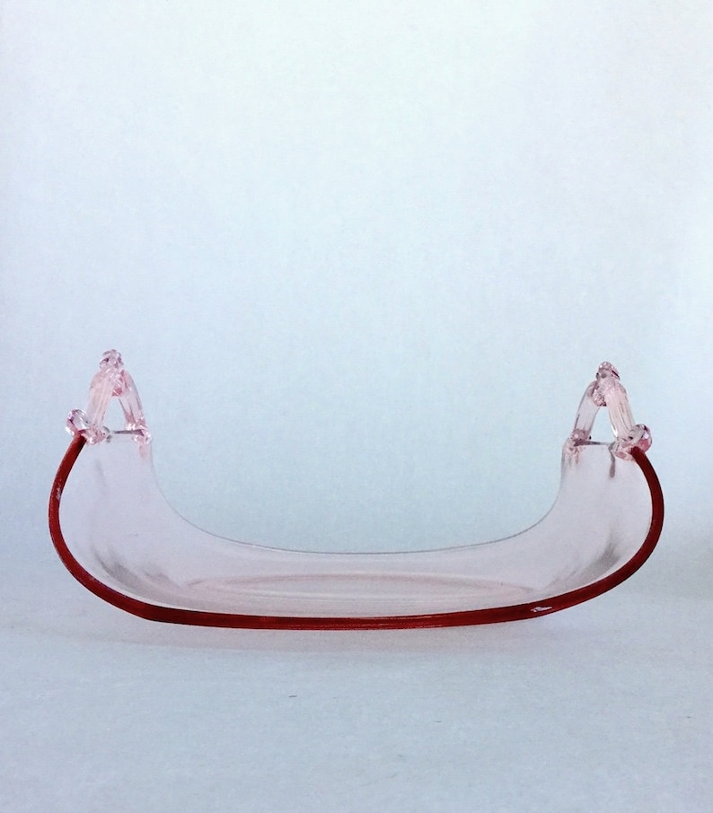 Vintage Pink Glass Dish W/handles. Etsy