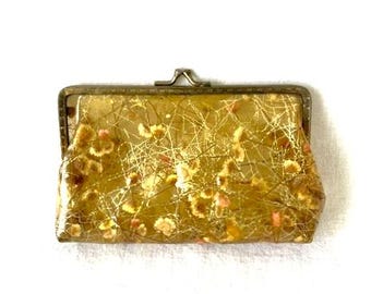 Vintage 50's clear vinyl kiss lock pressed flowers clutch, SO Sweet!