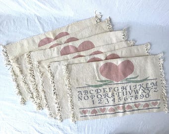 Vintage Valentine table place mats, set of 6.  Cottage Romance!