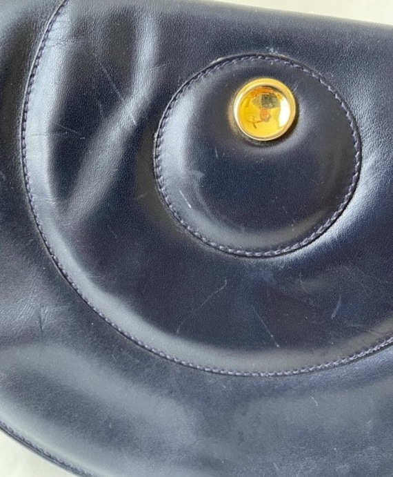 Vintage navy leather Movado bag, STUNNING! - image 10