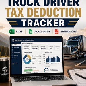 Truck Driver Tax Expense Tracker | Owner Operator Deduction Log, Schedule C Excel & Google Sheets