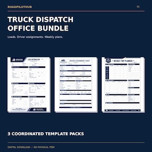 Truck Dispatch Planner Bundle, Driver Assignment Forms and Weekly Trip Planner, PDF and Word