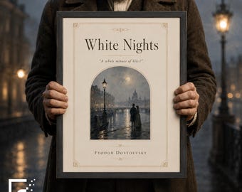 White Nights Dostoevsky Poster, Vintage Book Cover Wall Art, Literary Decor for Book Lovers