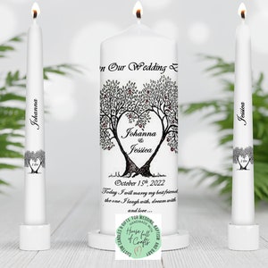 Unity Candle set - Custom Wedding Unity Candle - Ceremony candles - personalised Wedding candle set - Love tree - Bride and groom gift