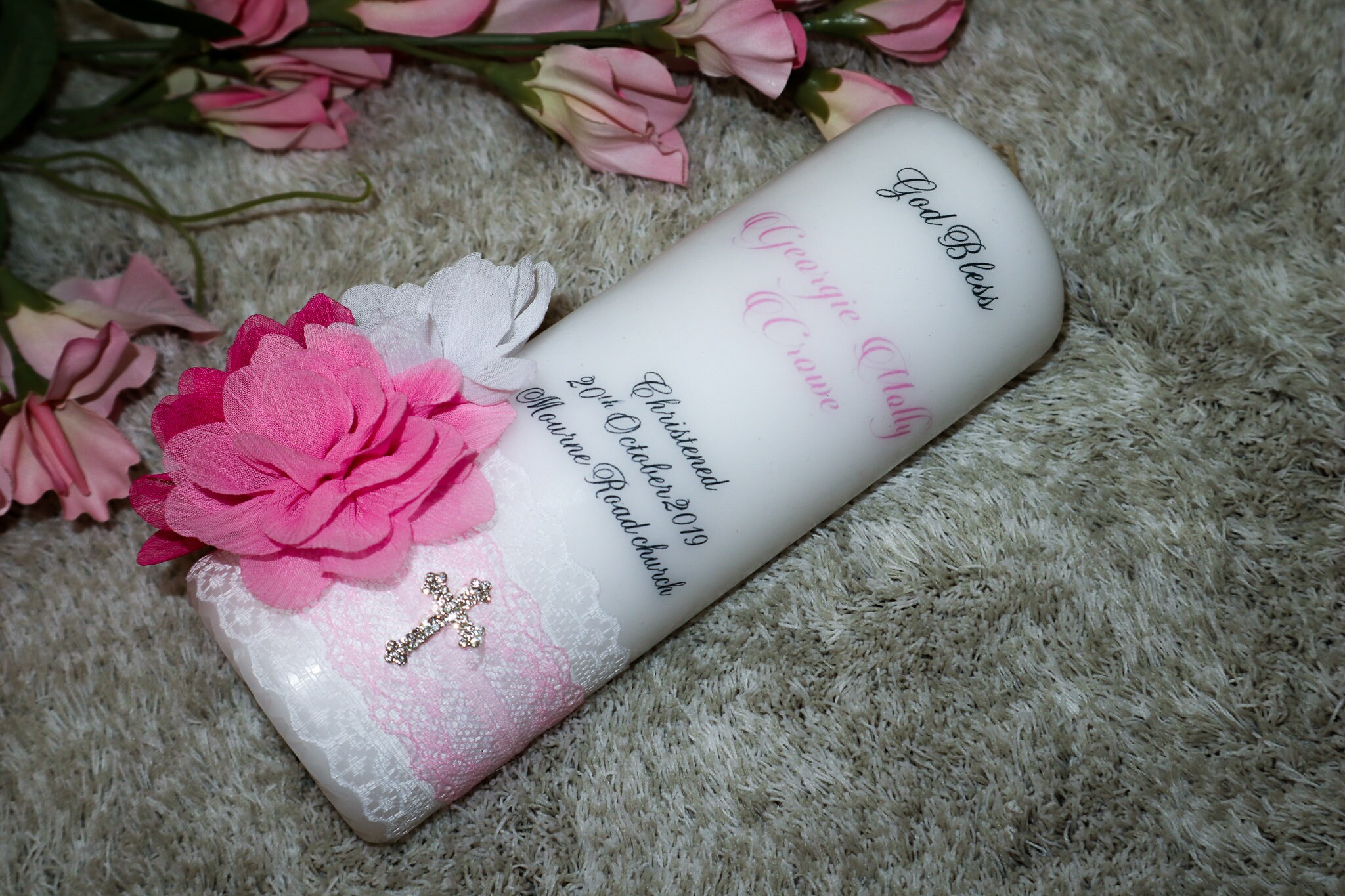 Baptism Candle Christening Candle Personalised Baptism Etsy