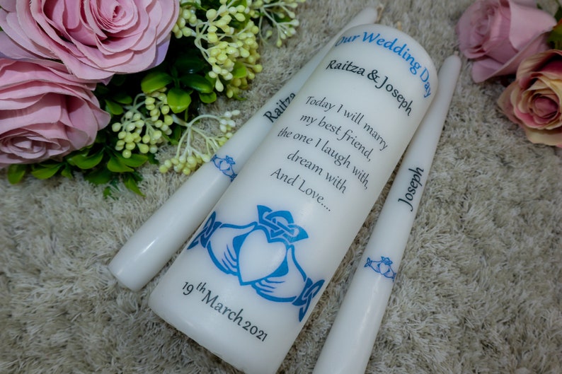 Personalised Claddagh Wedding Unity Candle Gift Keepsake 