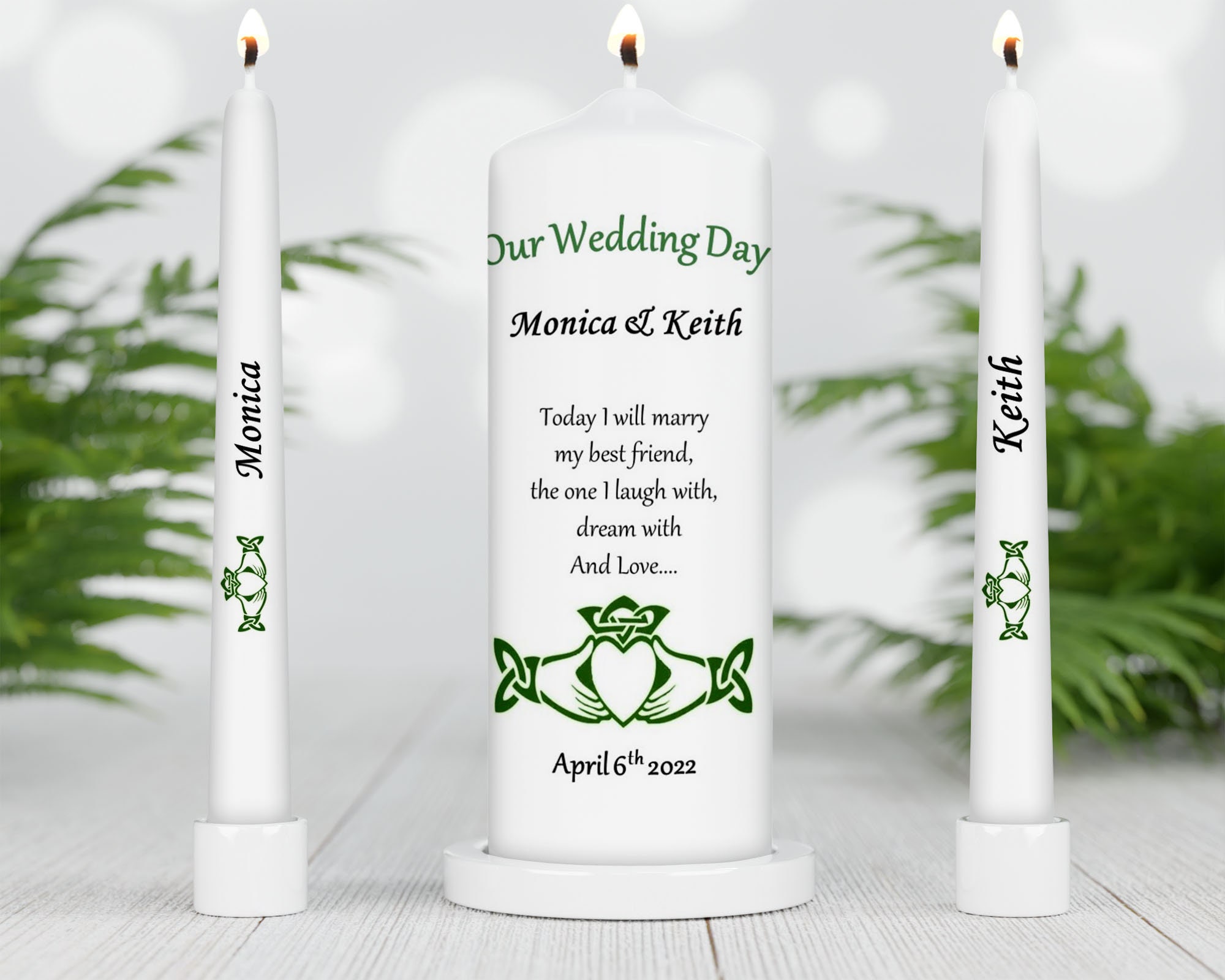 Personalised Claddagh Wedding Unity Candle Gift Keepsake 