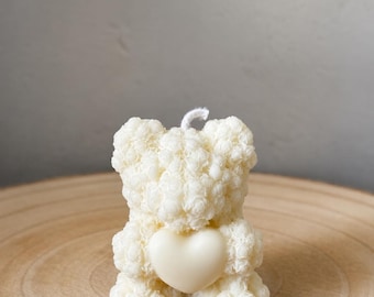 Bear Candle | Rose Textured Soy Wax Bear | Nursery Decor