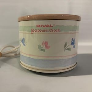 Vintage 1988 Rival Potpourri Crock | Pastel Floral Simmer Pot | Cottagecore Decor