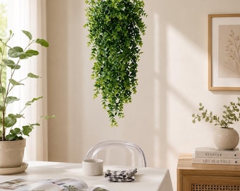 Artificial Hanging Eucalyptus Plant, UV Resistant Trailing Vine Wall Decor