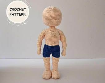 Virkmönster för amigurumi-män, virkad dockbas i PDF-format