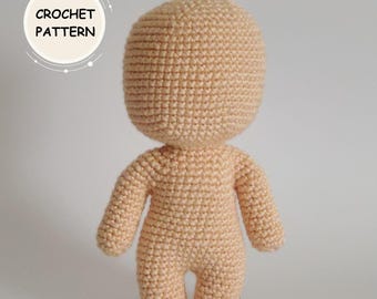 Chibi Body Virkmönster, Amigurumi Basmönster, Anpassad Dockmall