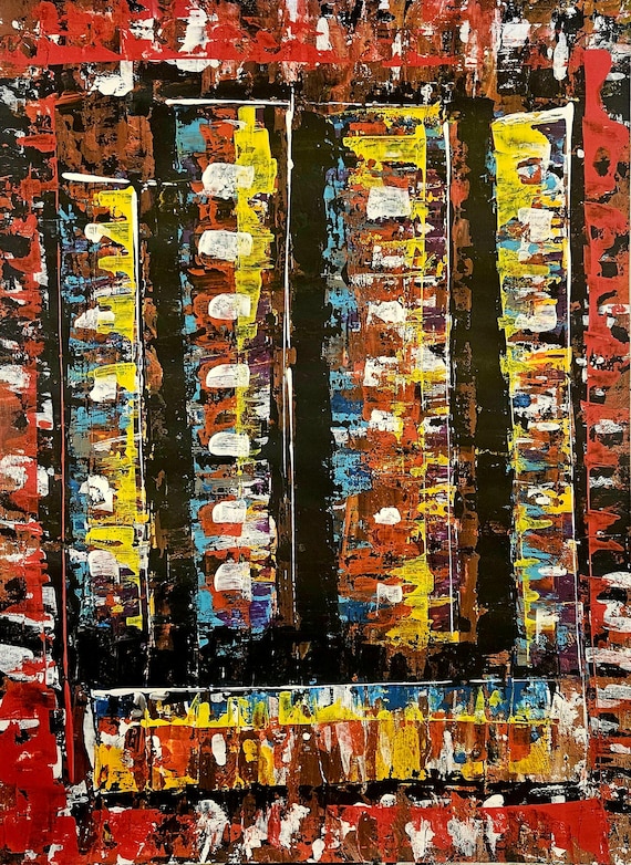 Red City– Original Acrylic on Heavy Duty 18x24 Paper (Frame Not Included)