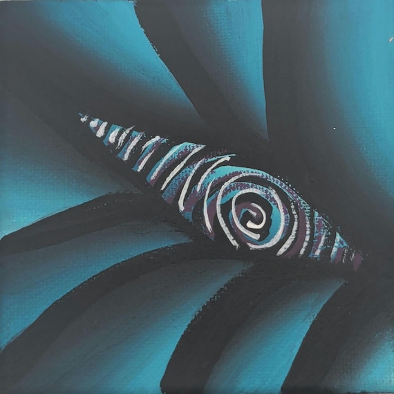 Original Acrylic Painting: Colorful Abstract Spiral on 4x4 Inch Canvas