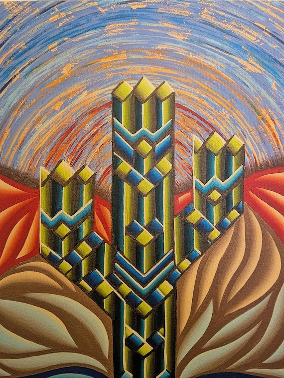 Desert Cactus Limited Edition Giclee Print on 16x20 inch canvas