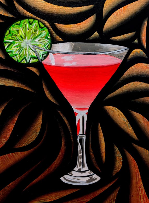 Cosmopolitan Original Acrylic Painting on 18x24 Inch Canvas