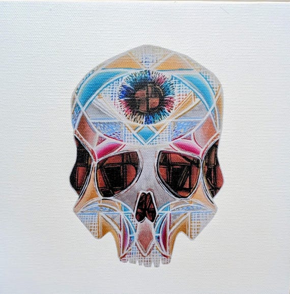 Art Deco Skull Giclée Print – Geometric Canvas Art