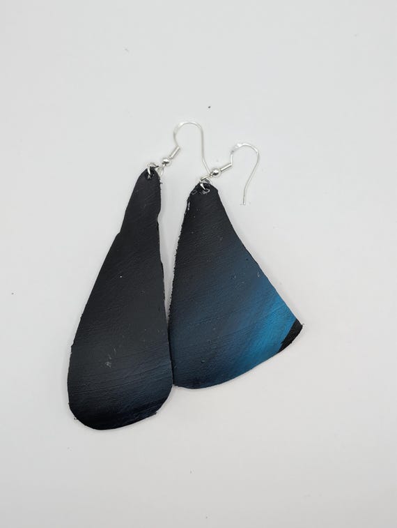 Hand-Painted Upcycled Vinyl Record Earrings: Abstract Art, Silver Hooks