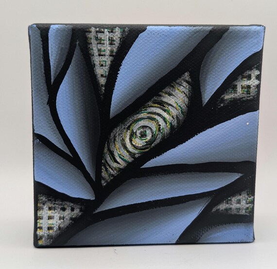 Original Acrylic Painting: Colorful Abstract Spiral on 4x4 Inch Canvas