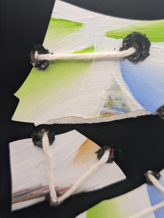 Upcycled Vinyl Record Art: Abstract Acrylic Painting on Wood Panel