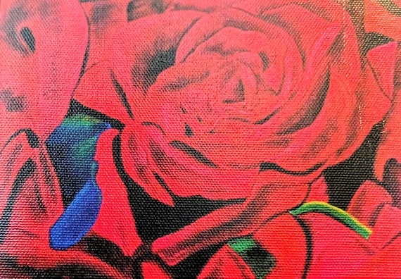 Abstract Red Roses Art Giclee Print –   Canvas Art