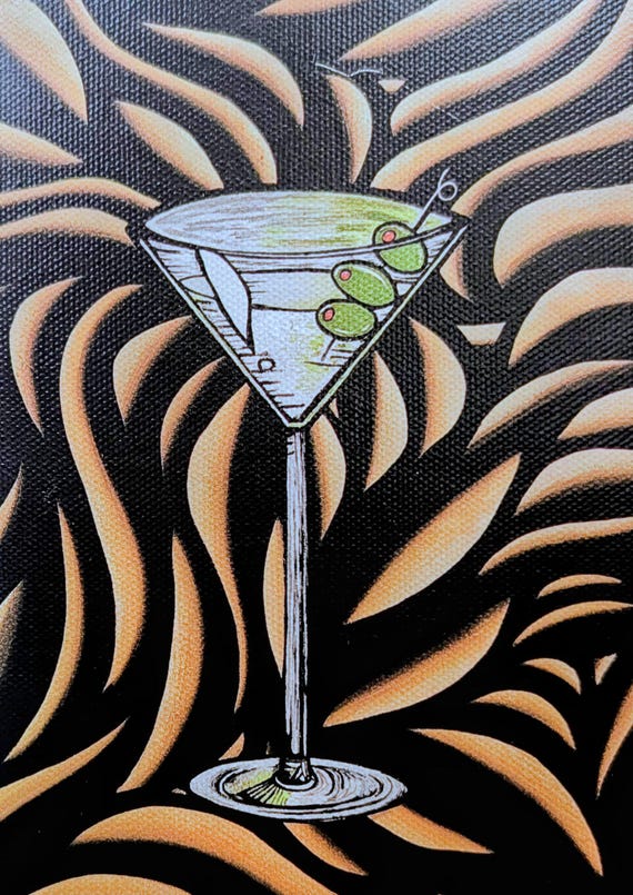 Abstract Sinewy Martini Giclee Print –   Canvas Art