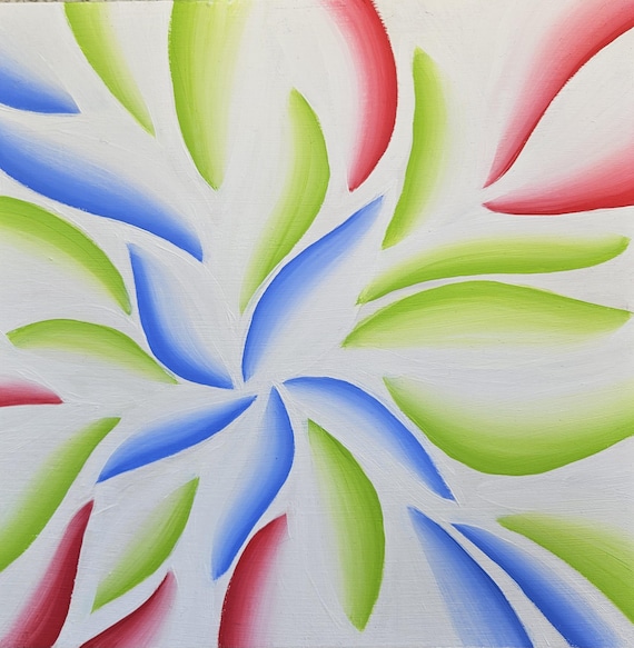 Brightly Colored Light Sinewy Design - Maximalist Abstract Expressionist Acrylic on 12x12 Wood Panel by Bex Nikols