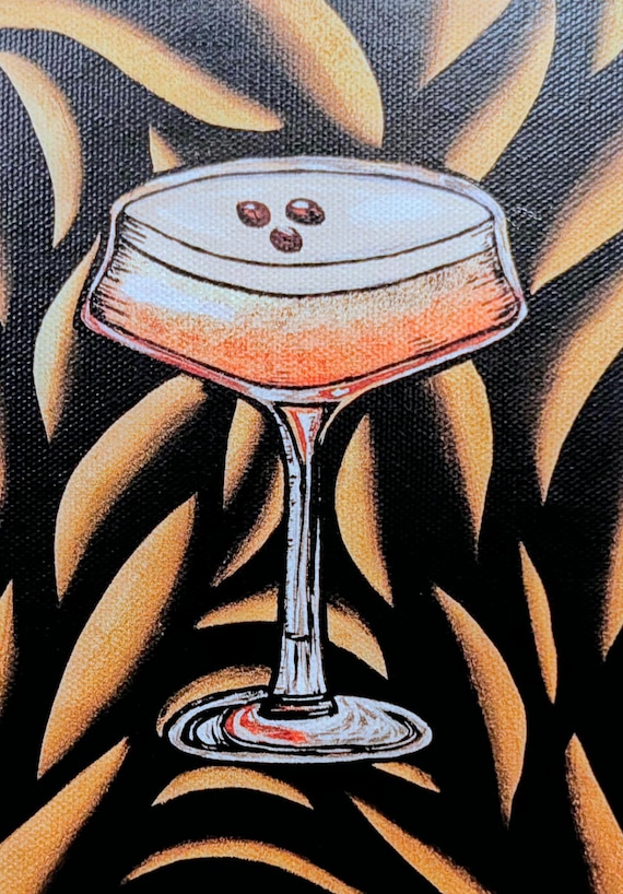 Abstract Espresso Martini Cocktail Art Giclee Print –   Canvas Art