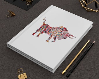 Colorful Red Ox- Lantern Design - Hardcover Journal Matte