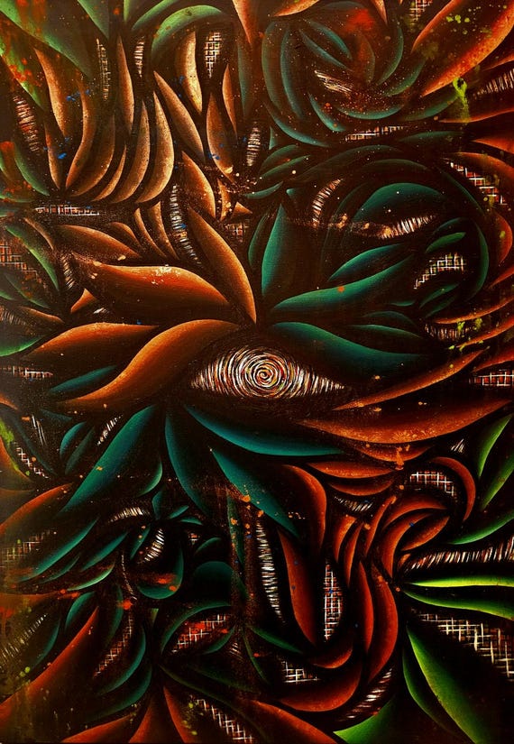 Patina Swirl 2.0 - Original Fine Art by Bex Nikols Acrylic & Copper Leaf Art on 24x36 Canvas | Wired and Ready to Hang