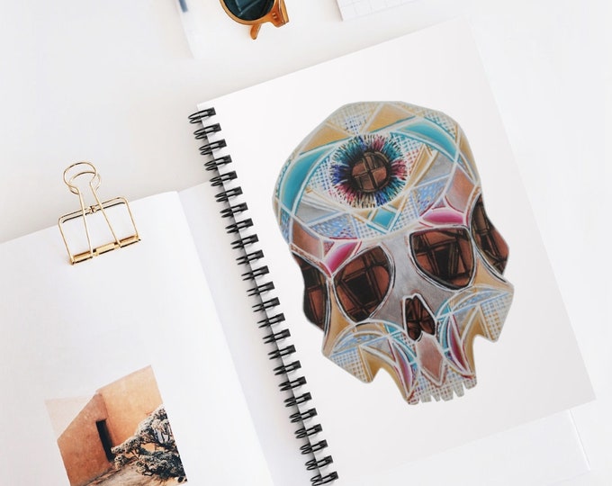 Art Deco Skull Spiral Notebook - Ruled Line