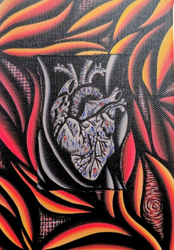 Abstract Anatomical Heart Giclee Print –   Canvas Art