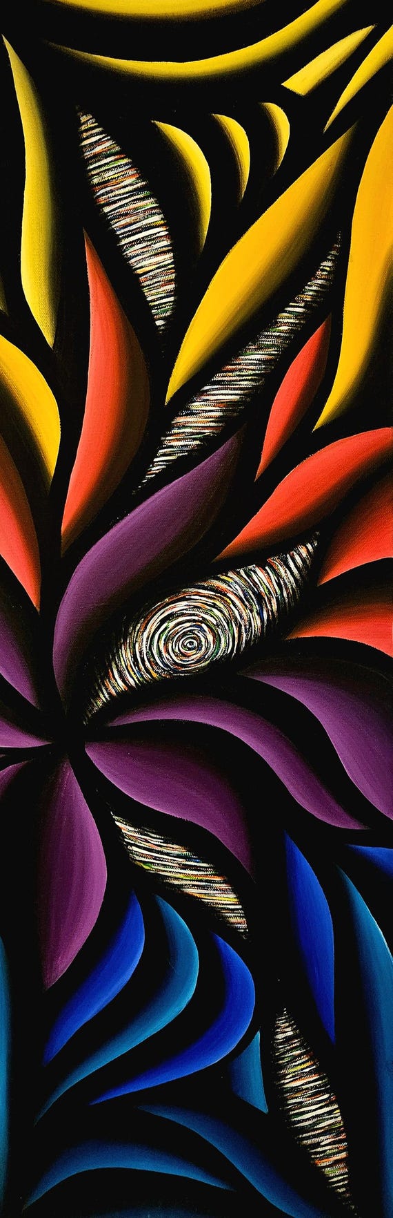Rainbow - Colorful Acrylic Painting on 12x36 Canvas | Sinewy Design