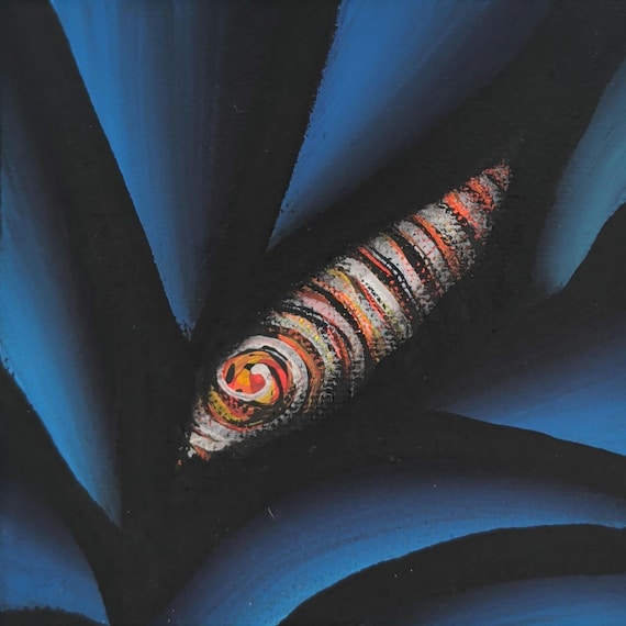Original Acrylic Painting: Colorful Abstract Spiral on 4x4 Inch Canvas