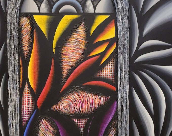 The Other Side Abstract Expressionist Original Painting 36x24 Inch UV Activated