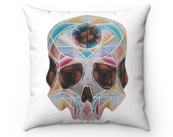 Art Deco Skull Spun Polyester Square Pillow