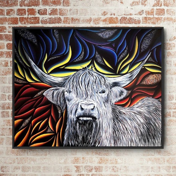 Magnificent Scottish Cow Textured Metal Print