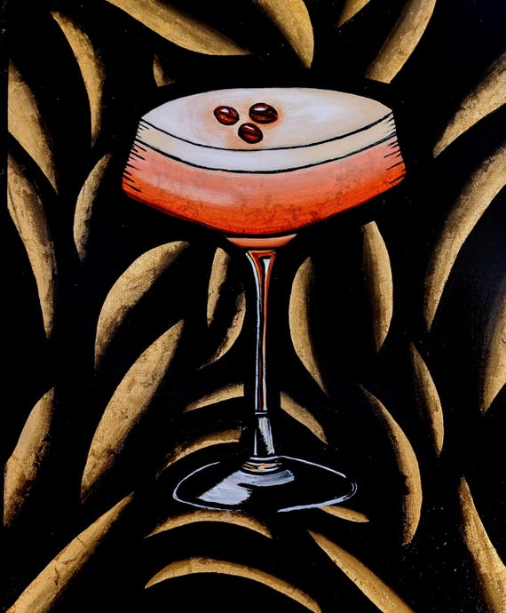 Espresso Martini Original Acrylic Painting on 18x24 Inch Canvas