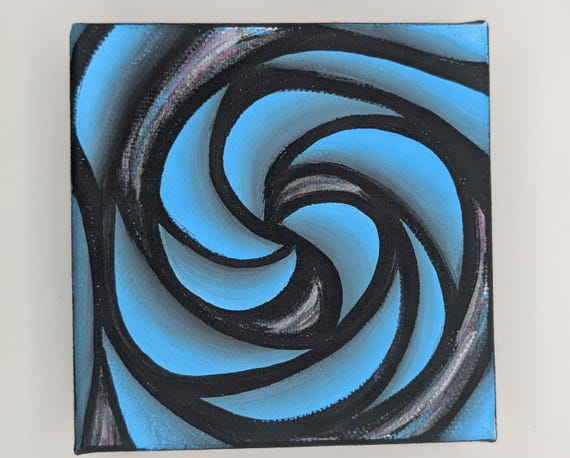 Original Acrylic Painting: Colorful Abstract Spiral on 4x4 Inch Canvas