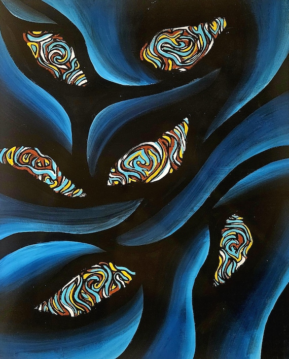 Teal Sinewy – Original Acrylic on Heavy Duty 14x17 Paper (Frame Not Included)