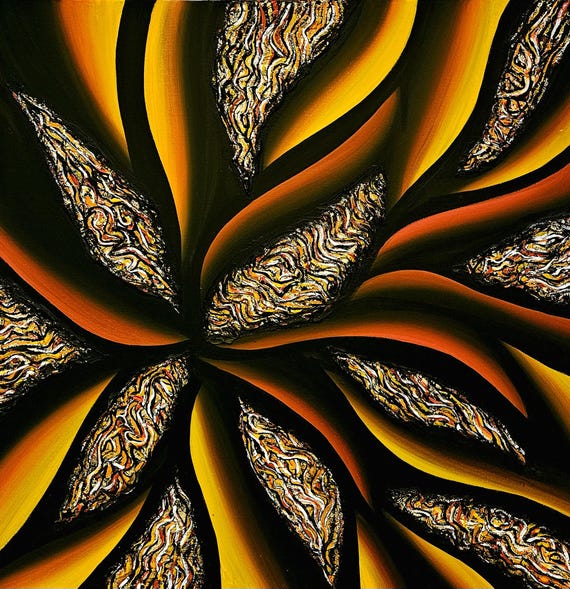 Solar Bloom- Acrylic Painting on 24x24 Inch Canvas | Bold Colors Original Fine Art by Bex Nikols