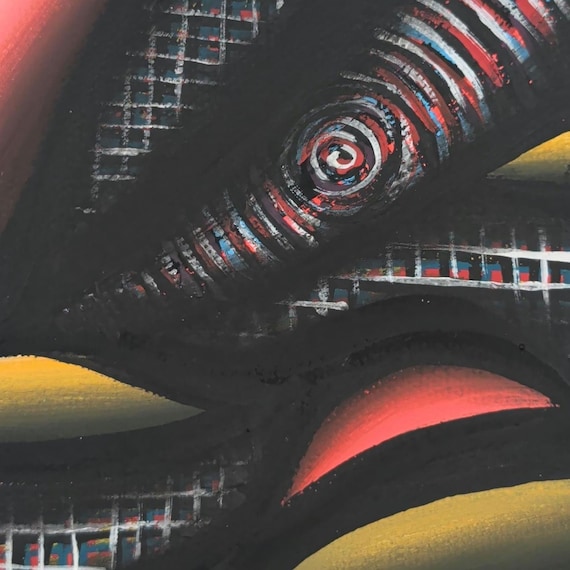 Original Acrylic Painting: Colorful Abstract Spiral on 4x4 Inch Canvas