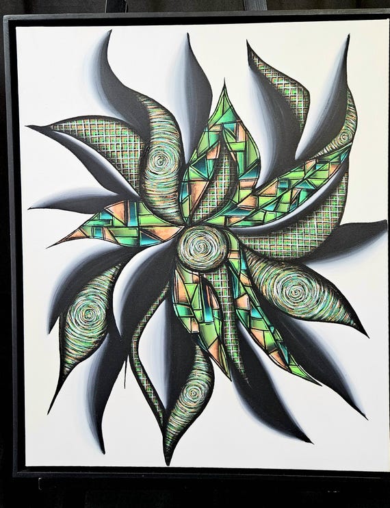 Green Explosion- Original Fine Art Abstract Painting by Bex Nikols Green Copper Art Contemporary Home Decor Maximalist 24x30 Inch Canvas